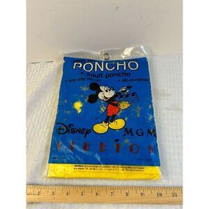 Disney MGM Adult All Purpose Poncho yellow new 1987 100 Waterproof Vinyl NEW